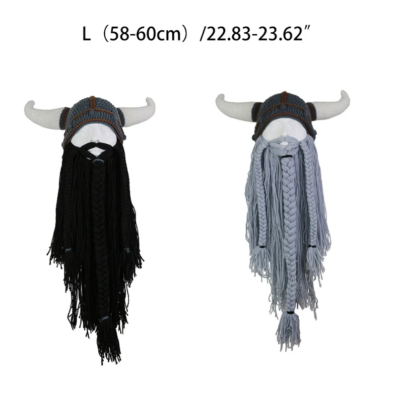 Creative Funny Beard Detachable Personalized Party Long Beard Pointed Horns Handmade Woolen Funny for Autumn and Winter