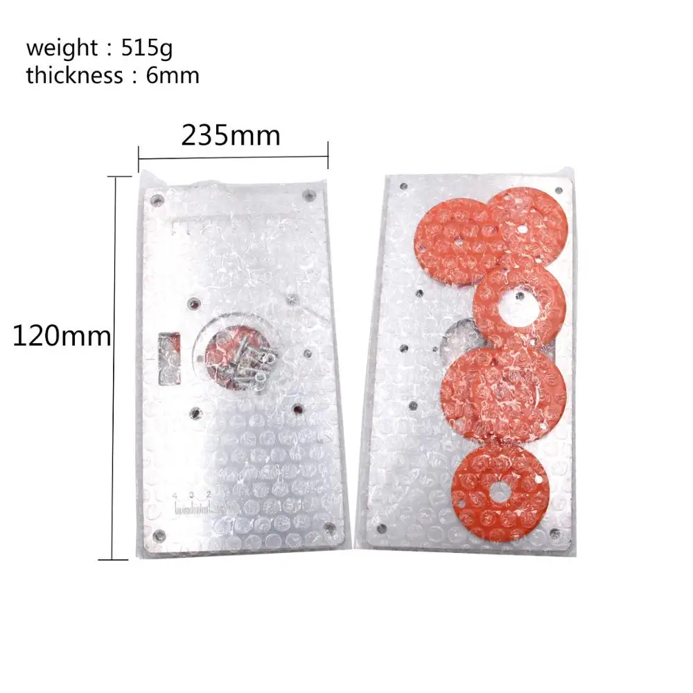Máquina de grabado de modelos, enrutador de madera con 6 herramientas de anillo, placa de inserción de mesa, bancos de carpintería, Aluminio