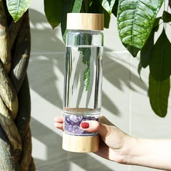 Big Diameter Crystal Elixir Bottles Multicolor Crystal Water Bottle Healing Crystal Infuser Energy Water Bottle Gym Bottle