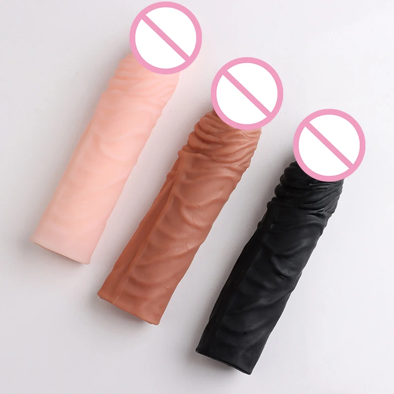 19cm Penis Extend Sleeve Reusable Condom Penis Enlargement Cock Lock Sperm Sleeve Delay Ejaculation Sex Toys For Men Product