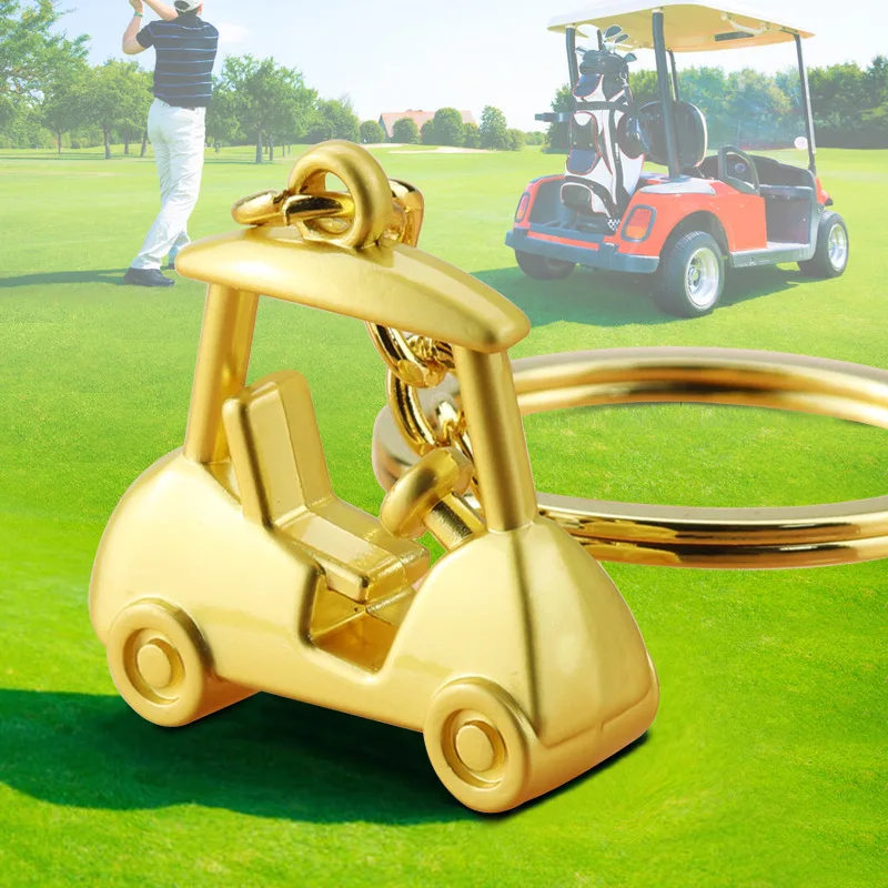 Fashion Golf Cart Keychain Zinc Alloy Men\'s Car Key Holder Women Bag Decor Pendant Charm Jewelry Gift for Sports Lovers