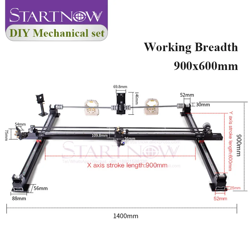 Startnow 900mm*600mm CO2 Laser Mechanical Parts Set XY Axis With Stepper Motor Driver For CNC Engraving Cutting Machine Kits