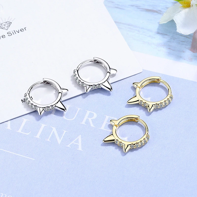 

Bohemia Simple Hoop Earrings Row Crystal Stud Golden/white Shiny Charming Huggies Small Piercing Earring Jewelry For Women Gifts