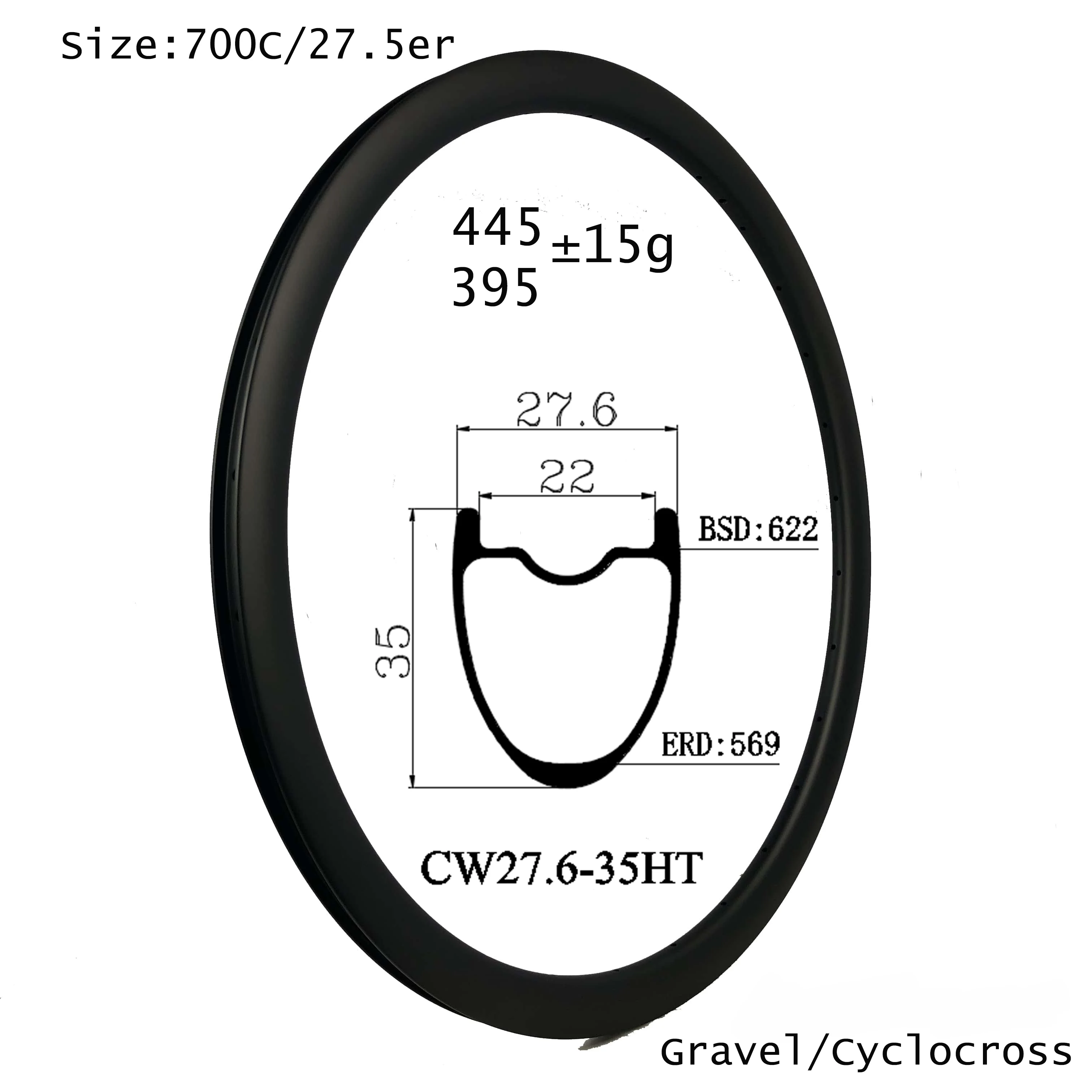 All Road/Gravel Carbon Rims 27.6x45mm Disc Brake Clincher Tubeless Custom Hole 24/28/32/36H Super Light Weight Fast Speed Wheel