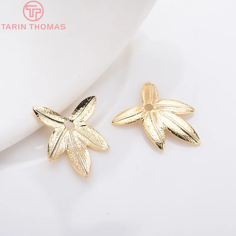 (192)20PCS 14.5x11MM 24K Gold Color Plated Brass Maple Leaf Charms Pendants High Quality Diy Jewelry Accessories