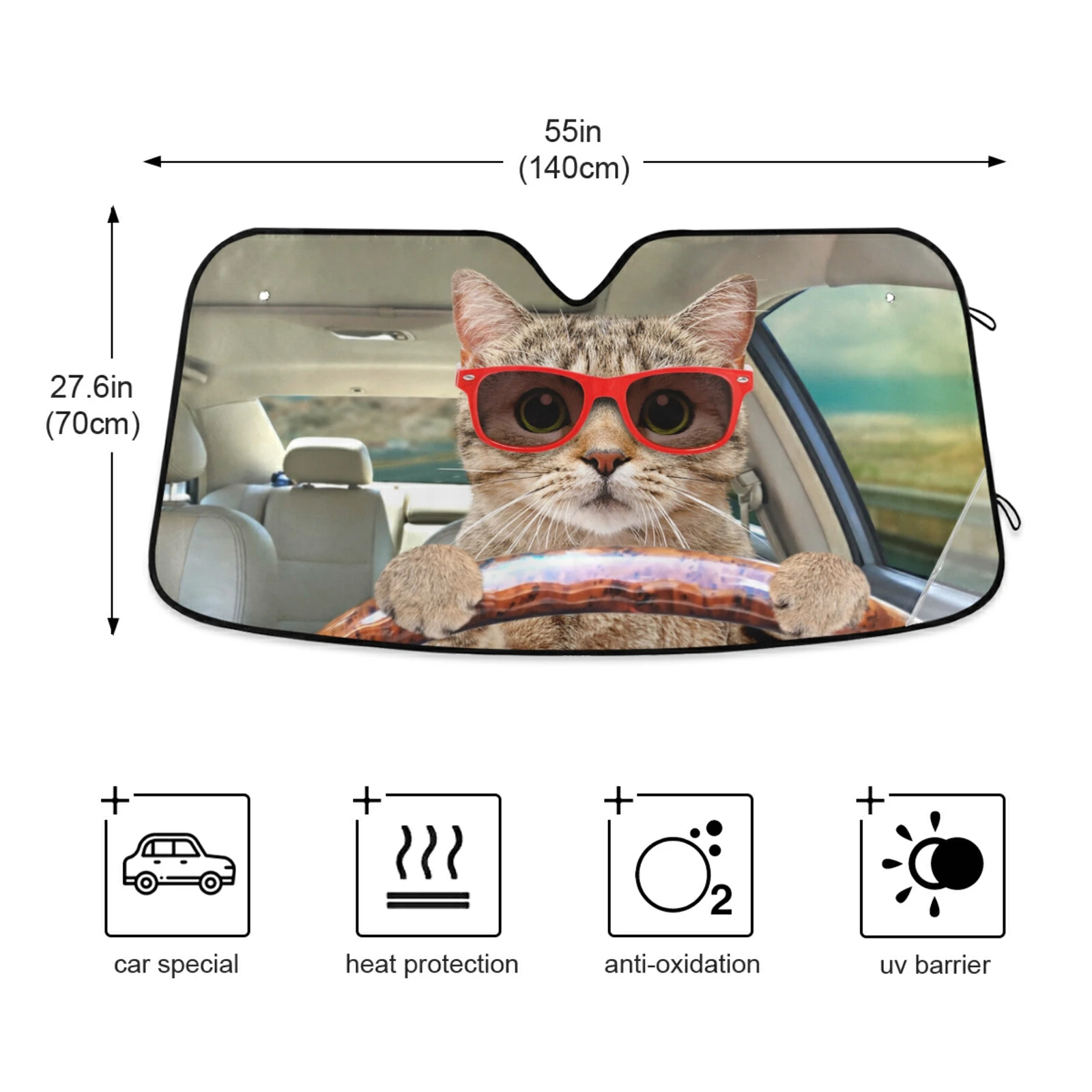 Car Sun Visor Sunglasses Cat Driving Car Windshield Sun Shade Auto Front Window Cover Foldable UV Protector Keep Vehicle Cool