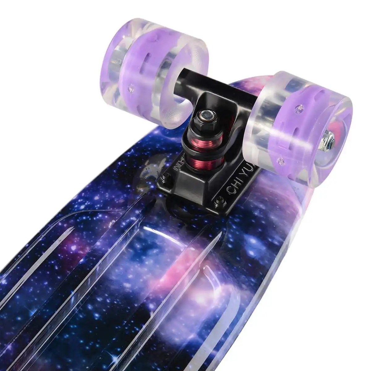 Monopatín de 22 pulgadas, tablero de crucero, 22 "X 6", Retro, Longboard, Skate, gráfico de galaxia, luz Led completa, regalo de Navidad para niño y niña