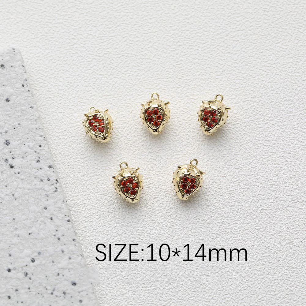 2PCS 14k Gold Plated Fruit Strawberry Mango Banana Cherry Pendant for Jewelry Making Bracelet DIY Hand Made Brass Accessories