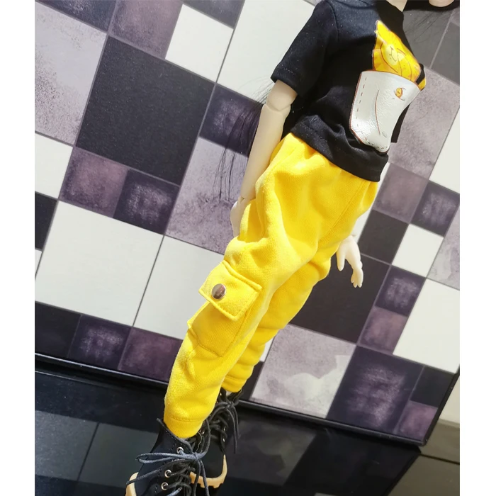 BJD doll clothes for 1/3 1/4 1/6  MSD DD size fashion new versatile cargo pants casual pants nine minutes long pants yellow