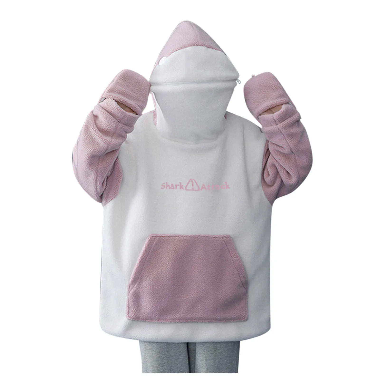 Sudadera con capucha de tiburón estético Harajuku para mujer, suéter de Anime de gran tamaño, sudadera a juego con bolsillos bonitos, sudaderas