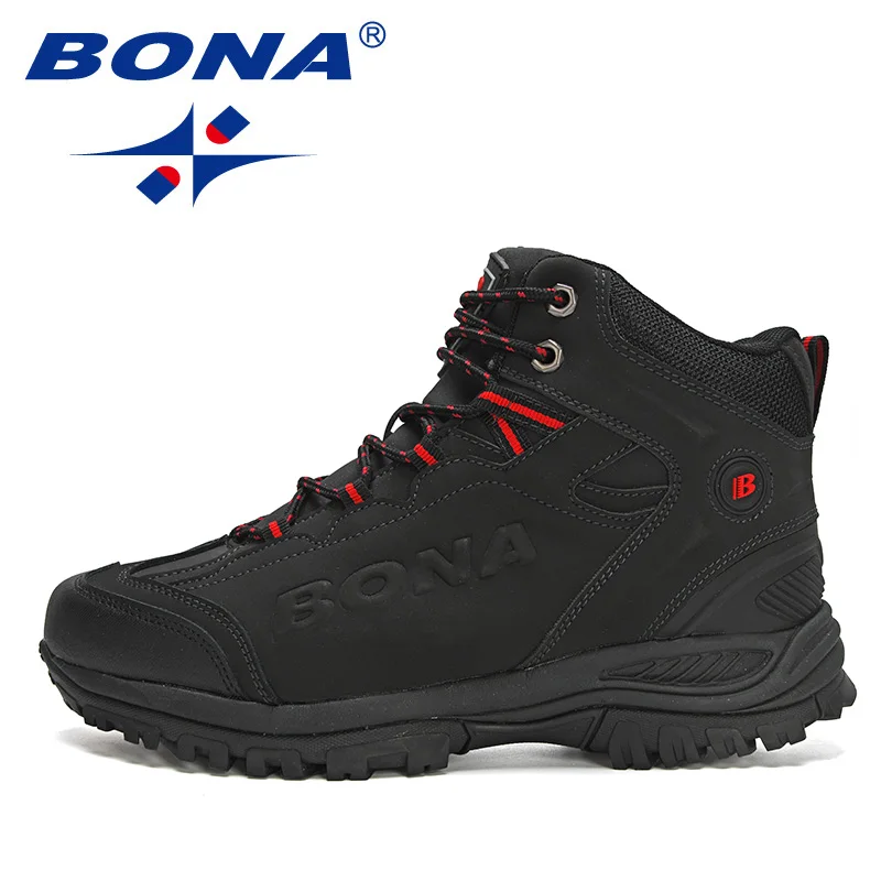 BONA 2022 New Designers Popular Hiking Boots Men Snow Warm Sneakers Man Padded Trekking Winter Action Leather High Top Footwear