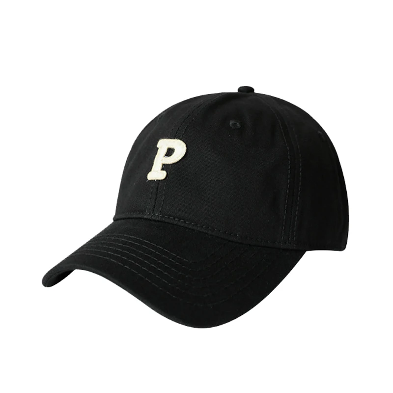 

Large Head Circumference Plus Size Hat Men And Women Korean The Soft Top Alphabet P Baseball Cap Four Seasons Men's Peaked Cap