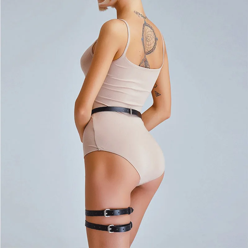 Sexy bdam Leg Harness bondage lingerie Women Punk Elastic Thigh Garter Belt Suspender Leather Body Harness Lingerie Fashion