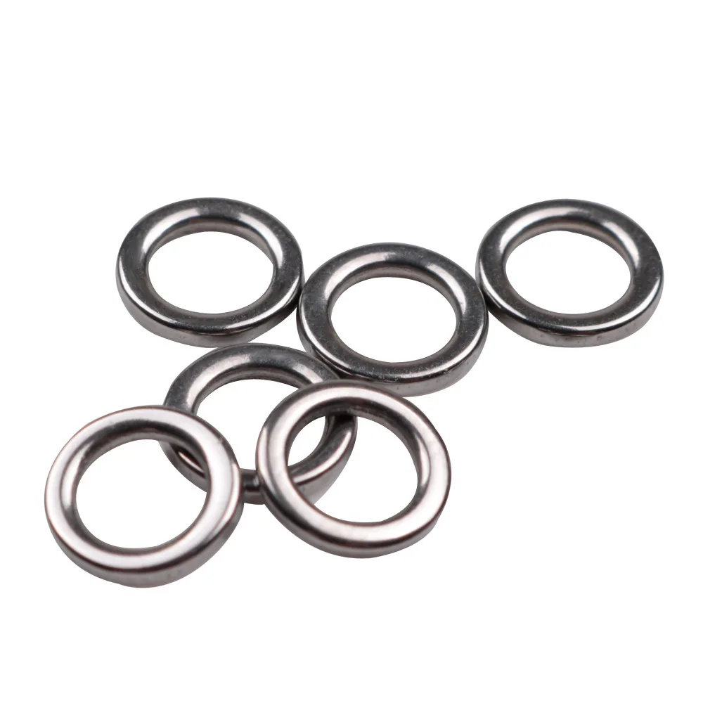 20pcs/lot Stainless steel Fishing Solid Ring High strength Jigging seamless single connecting rings hook lures Accessories tool