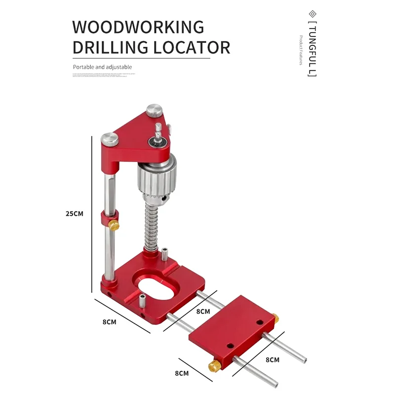 2024 Localizzatore di punte per la lavorazione del legno Localizzatore di punzoni regolabile Guida per trapano per fori Strumento guida per modelli