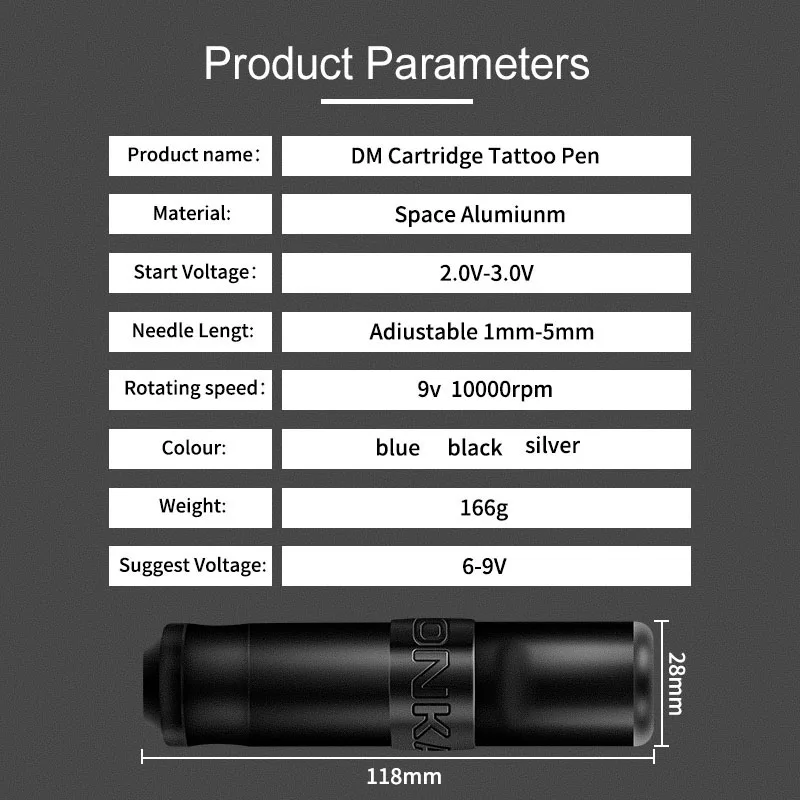 Professional Cartridge Tattoo Pen High Quality Strong Motor Rotary Tattoo Machine with Light