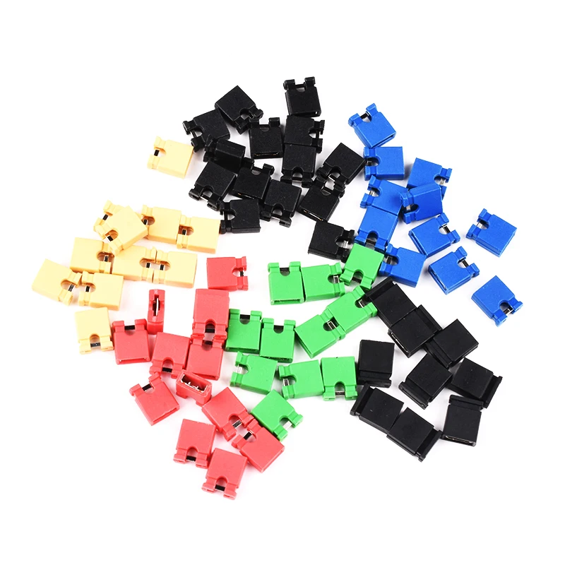 200PCS/Box 2.54mm Pitch Short / Long Jumper Cap Pin Header Connector Short-circuit Cap Black Yellow Green Red Blue