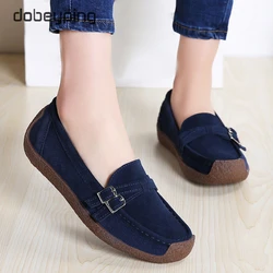 dobeyping New Spring Autumn Woman Shoes Genuine Leather Women Flats Casual Women's Loafers Buckle Female Shoe Low Heel Footwear