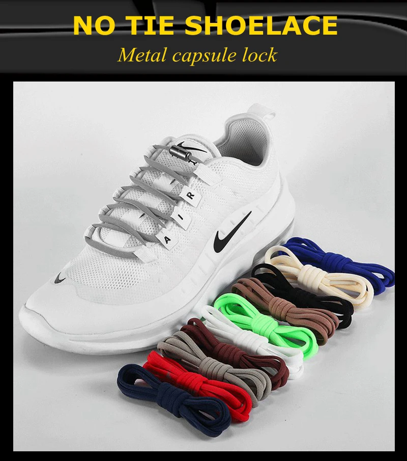 21-Farben-Schnürsenkel ohne Krawatte, runde Farbe, Metallverschluss, elastische Schnürsenkel, allgemein für Kinder und Erwachsene, Turnschuhe, Lazy Laces, Unisex – Detail 1