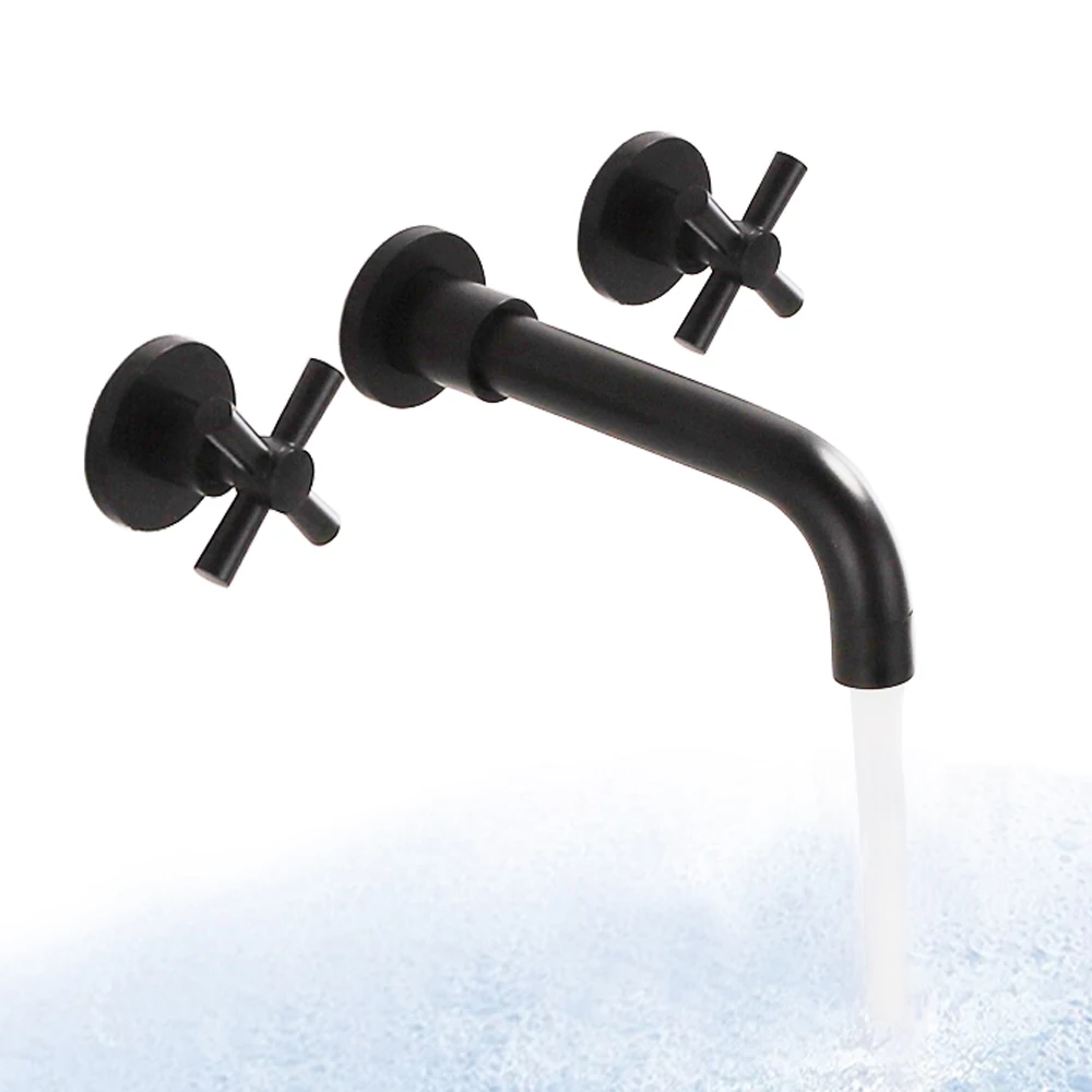 

Wall Mounted Double Cross Handle Bathroom Sink Faucet Bathroom basin faucet single-handle basin faucet swivel faucet matte black