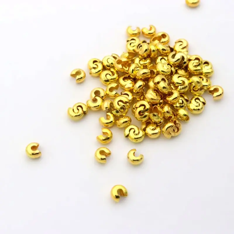 100pc 4mm Bronze Silber Farbe Metall Runde Halskette Schnur Kette Crimp Ende Perlen Für Schmuck Machen Diy Armband großhandel Versorgung – Detail 13