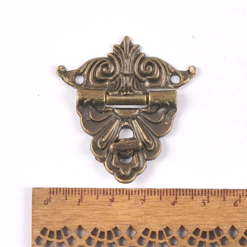 Vintage Brass Hardware Latch Hook Decorative Jewelry Box Hardware Wooden Boxes Furniture Buckle Clasp Lock Wood Case Hasp c2264