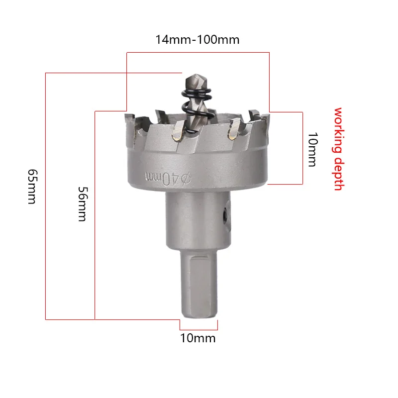 14-100mm TCT Tungsten Carbide Tip Hole Saw Drill Bit Tools For Aluminium Alloy Stainless Steel Metal Angle Iron Steel Plate