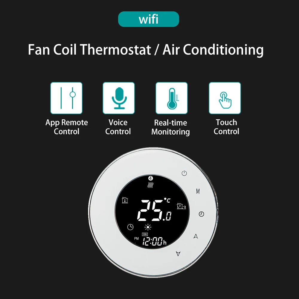 Wifi Air Conditioning Thermostat Fan Coil Unit Digital Temperature Conditioner Controller 220V Tuya Smart Life Alexa Google Home