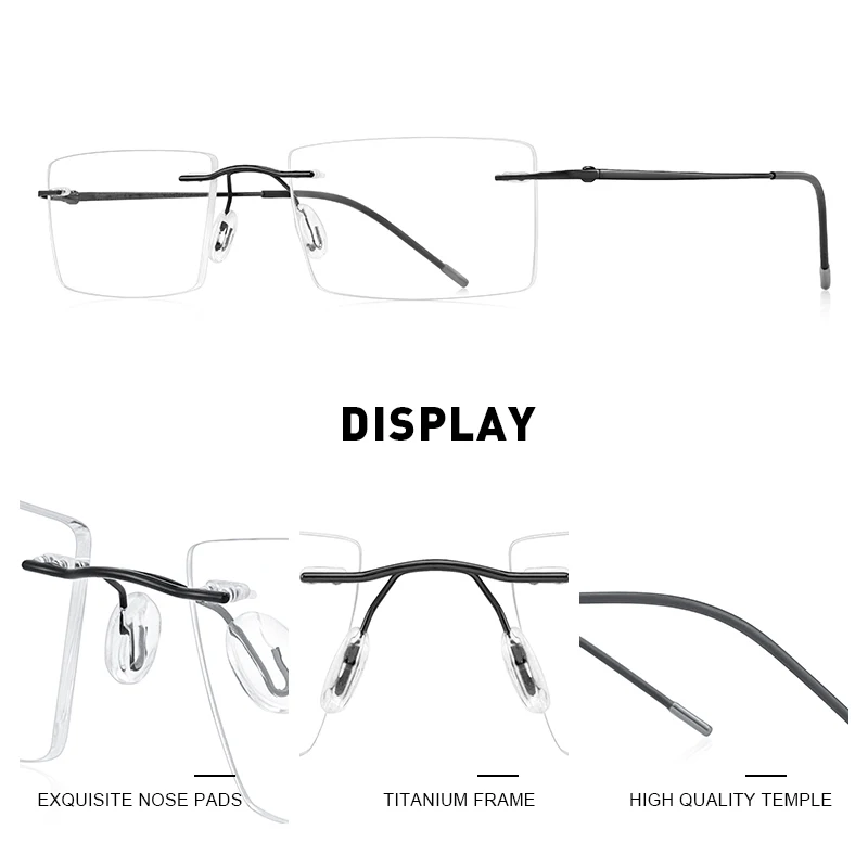 MERRYS DESIGN Men Titanium Alloy Rimless Glasses Frame Male Square Ultralight Man Frameless Myopia Optical Frames Eyewear S2880