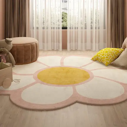 

Round Nordic Flower Carpet, Non-Slip Floor Mat, Bedroom, Living Room, Computer Chair, Home