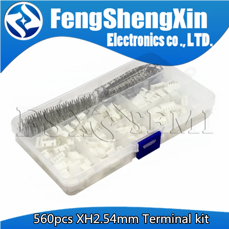 560pcs XH2.54 2p 3p 4p 5 pin 2.54mm Pitch Terminal Kit / Housing / Pin Header JST Connector Wire Connectors Adaptor XH DIY Kits