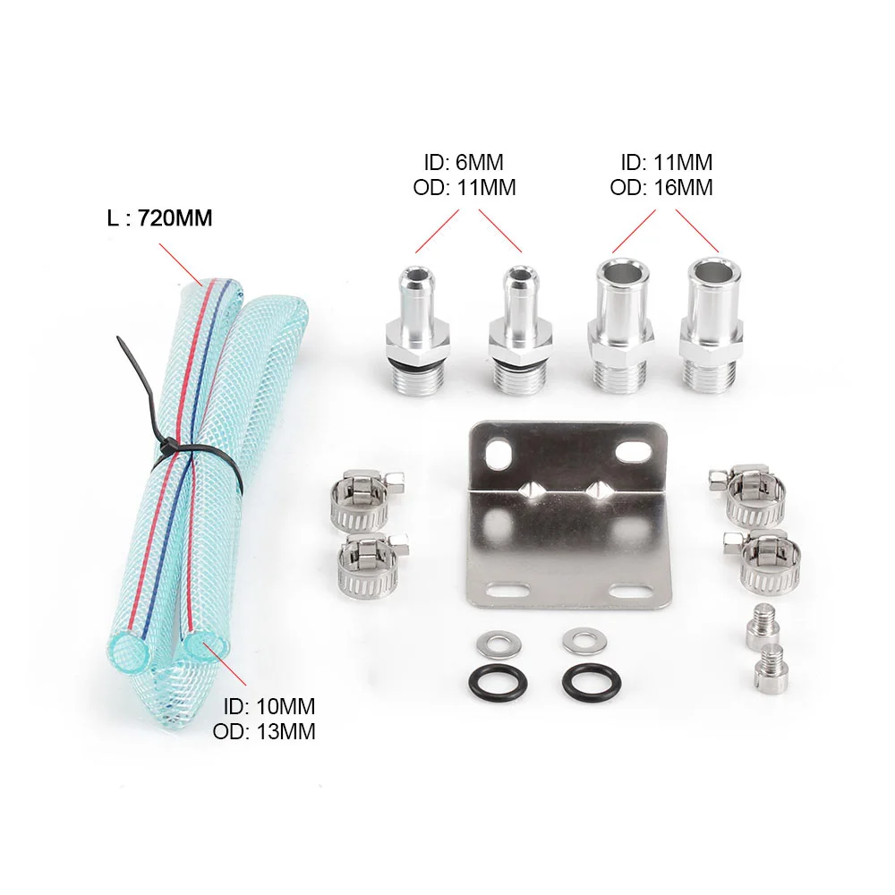 RASTP-Square 0.75L Universal Aluminum Racing Oil Catch Tank Can Engine Reservoir Tank / Oil Tank With Hose Indicator RS-OCC018
