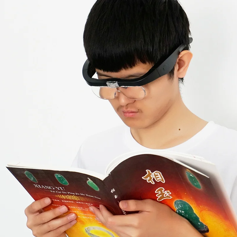 USB Rechargeable Glasses Magnifier Illuminated  Headband Wearing Magnifying Loupe Third Hand for Soldering Watchmaker Tattoo