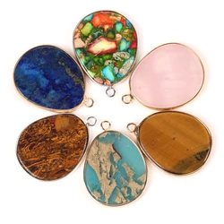 Natural Stone Pendant Charms Drop Round Shape Pendants For Jewelry Making Diy Crafts Necklace Earring Accessories Handmade