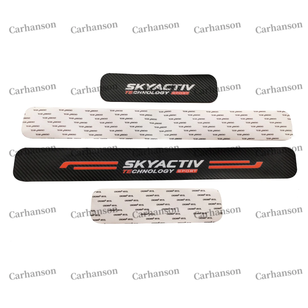For Mazda 2 3 6 CX30 CX5 CX8 CX3 CX9 Auto Door Sill Pedal Carbon Fibre Texture Accessories Leather PU Styling Car Sticker Trim