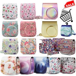 Protective PU Leather Camera Case Bag with Shoulder Strap for Fujifilm Instax Mini 9/8 Instant Film Cameras, Fuji Accessories