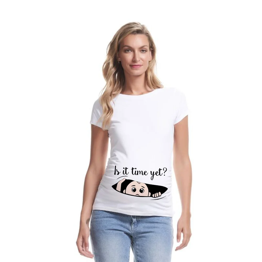Summer Funny Cartoon Print Maternity Clothing Plus-Size Short Sleeve Pregnant T-Shirt Tops Women Hot Sale T-Shirts