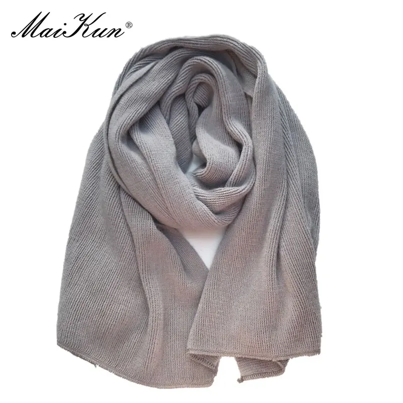Maikun Thick Warm Scarf For Women Pure Color Ladies Imitation Cashmere Black Scarf Female Winter To Increase Ahawl