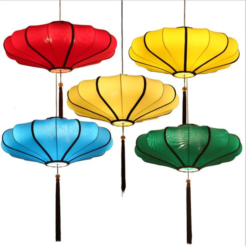 New Chinese Fabric Lantern Restaurant Corridor Chandelier Creative Hotel Restaurant Catering Lamps Hot Pot Restaurant Tea Room