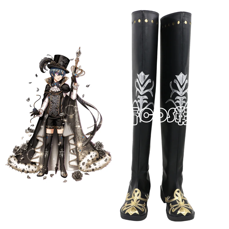 Yume-zapatos de princesa durmiente y el Reino de los sueños, botas de Cosplay, Butler negro, sueño, Ciel, Phantomhive, C006, 100