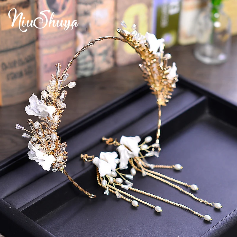 

NiuShuya Bride Headbands wedding Accessories Bridal Hair Vine Bohemian Headpiece Crystal Halo Leaf Hairband