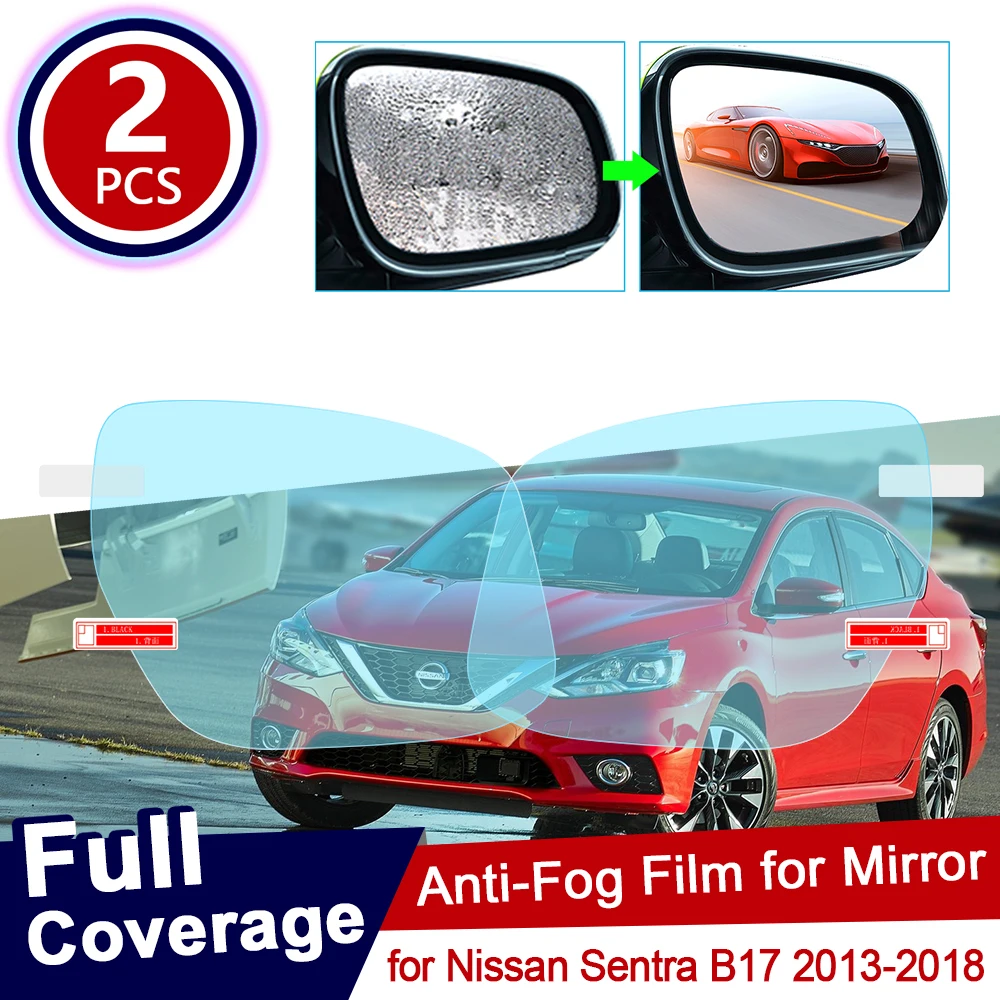 for Nissan Sentra B17 2013~2018 Car Rearview Mirror Anti Fog Film Anti Rain Coating Waterproof Rainproof Film Car Sticker 2017