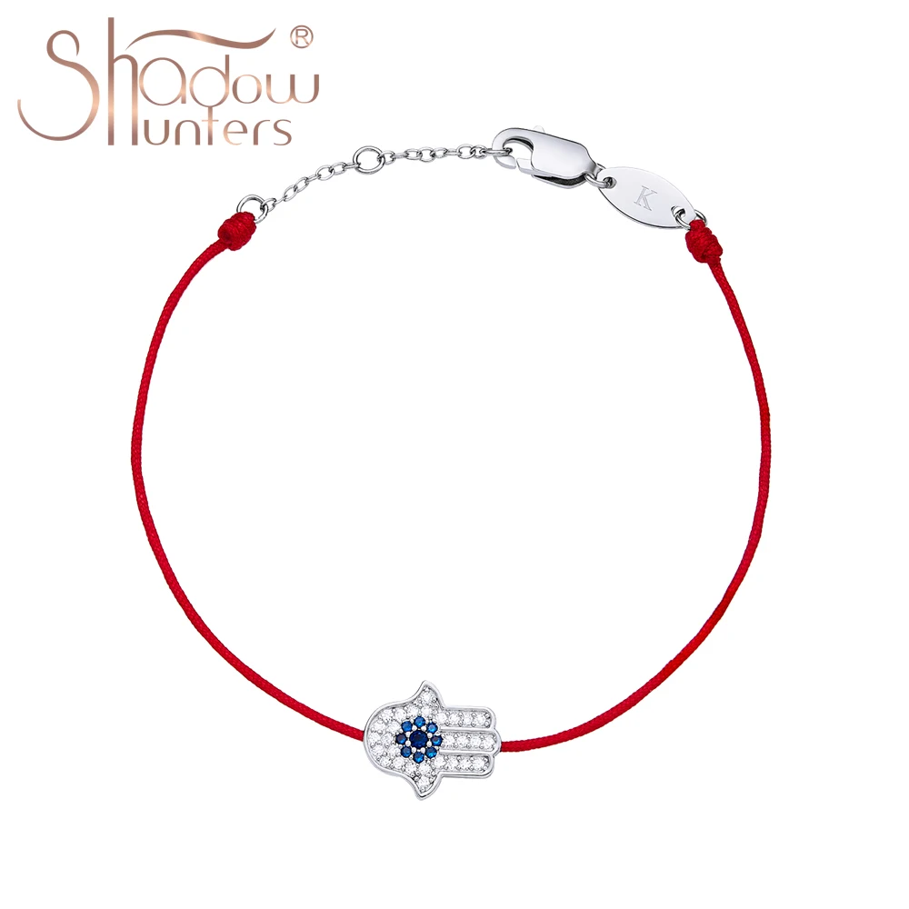 SHADOWHUNTERS 925 Sterling Silver Bracelet Sparkle Evil Single Eye With Blue Zircon Redline String Bracelet Women Trendy Jewelry