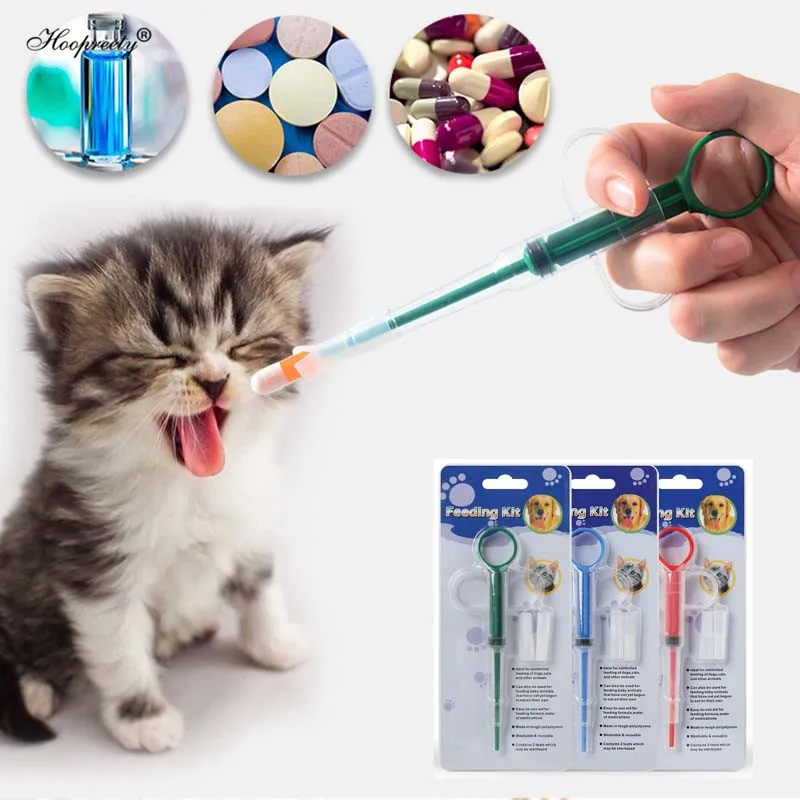 Pet Dog Medicine Dispenser Puppy Cat Feeding Kit Syringe Doser Capsule Tablet Pill Tool Control Rods Portable Feeder