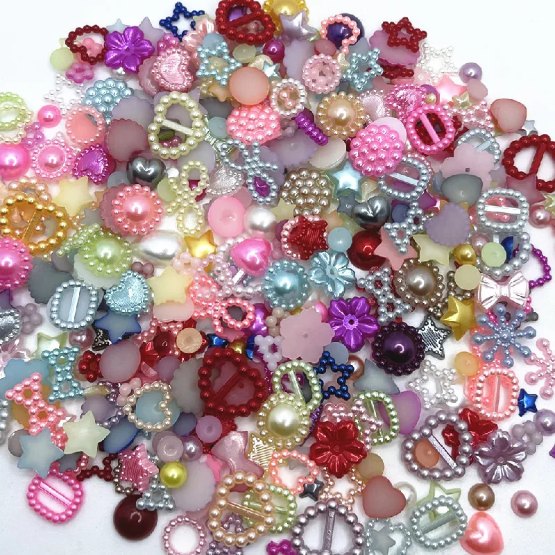 50/200 stücke Zufällig 4-20mm Halb Runde Perlen Seastar Bogen Rose Strass Flache Rückseite Perlen Perle Lose Perlen edelstein