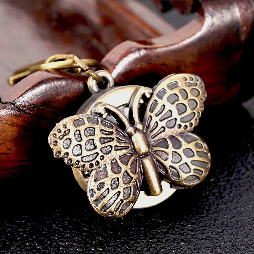 8915Copper   color butterfly shape creative retro small Creative retro gift value exquisite pocket watch