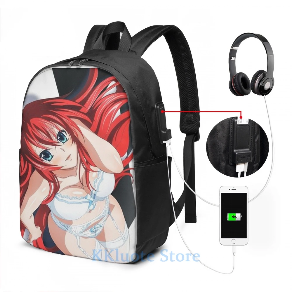 Funny Graphic print Highschool DxD  Rias Gremory USB Charge Backpack men School bags Women bag Travel laptop bag