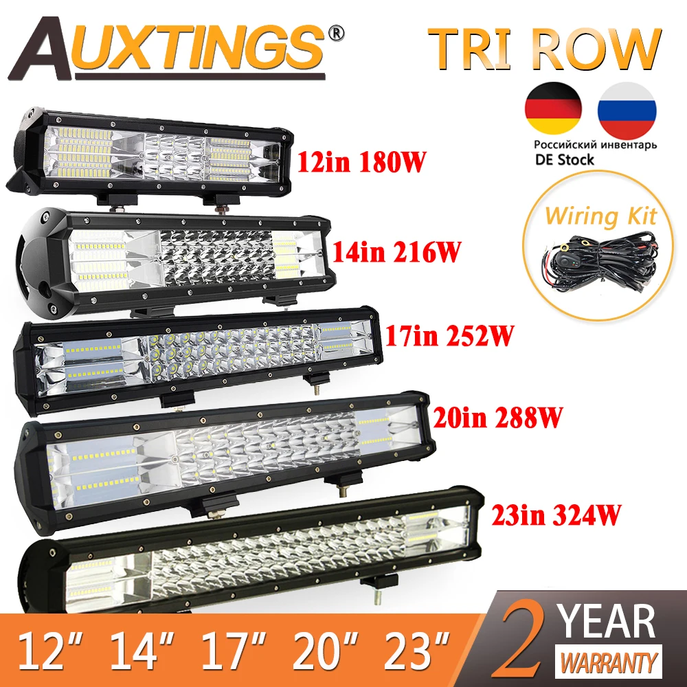 Auxtings 7D LED Bar 12 14 17 20 23in LED Light Bar for Car Tractor Boat OffRoad Off Road 4WD 4x4 Truck SUV ATV Driving 12V 24V