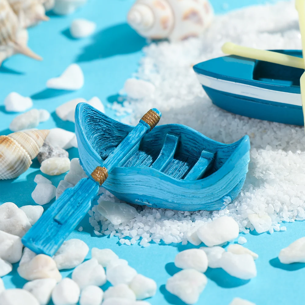 Artificial Small Boat And Paddle Small Ornament DIY Material Bryophyte Micro Landscape Meaty Plants Miniatures Figurine Garden