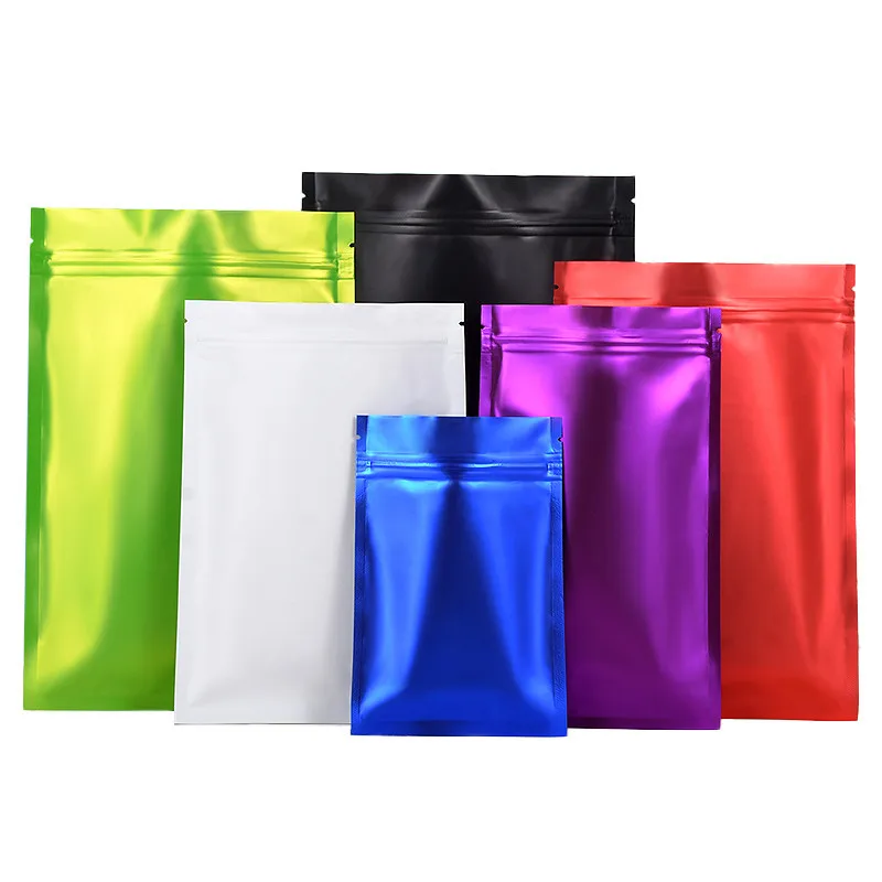 1000Pcs Colorful Matte Glossy Flat Open Top Aluminum Foil Bag Vacuum Heat Seal Packaging Pouches Food Coffee Tea Mylar Foil Bag